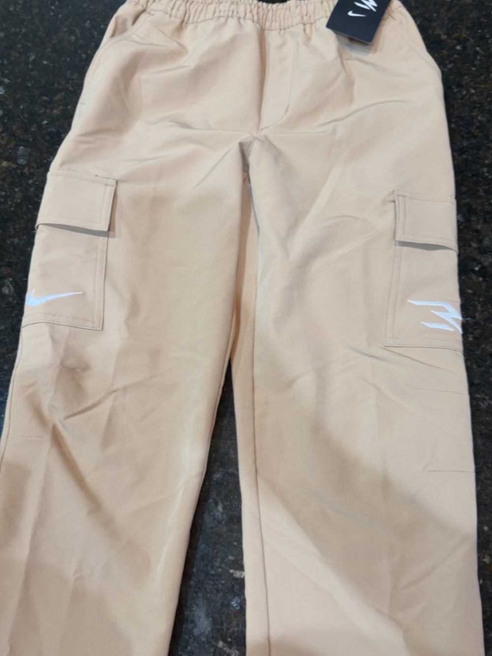 Nike Men’s Beige Cargo Pants with White Accents